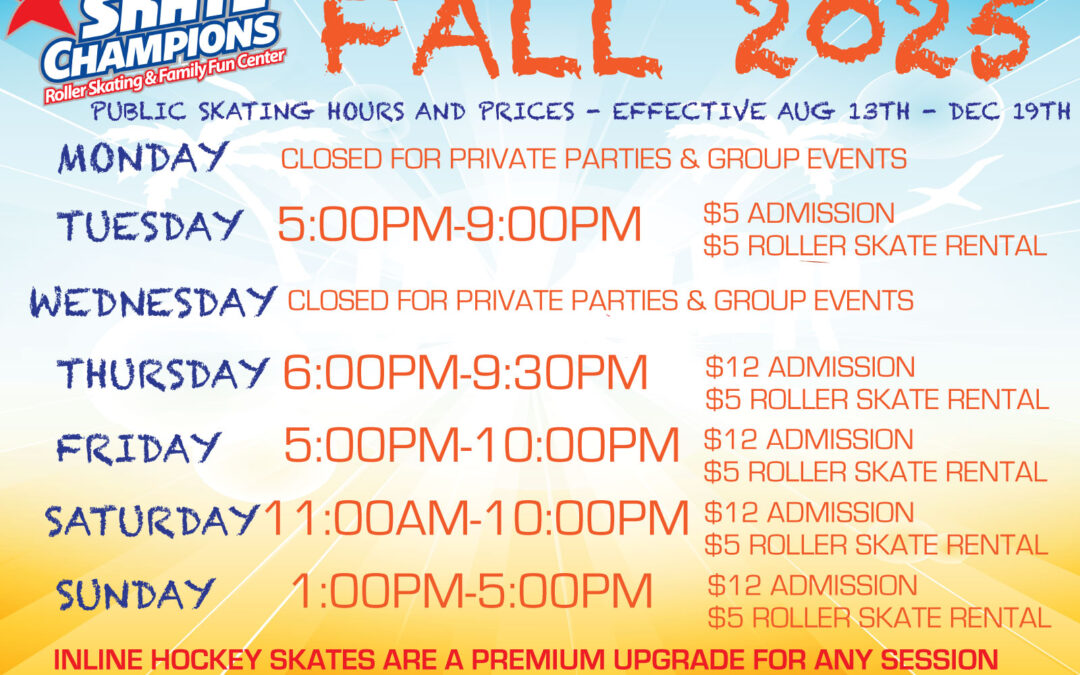 FALL 2025 UPDATED HOURS & PRICES